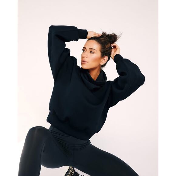 IVL Collective Long Sleeve Cowl Funnel Neck Scuba Shirt Top Black Size Small - Picture 4 of 9